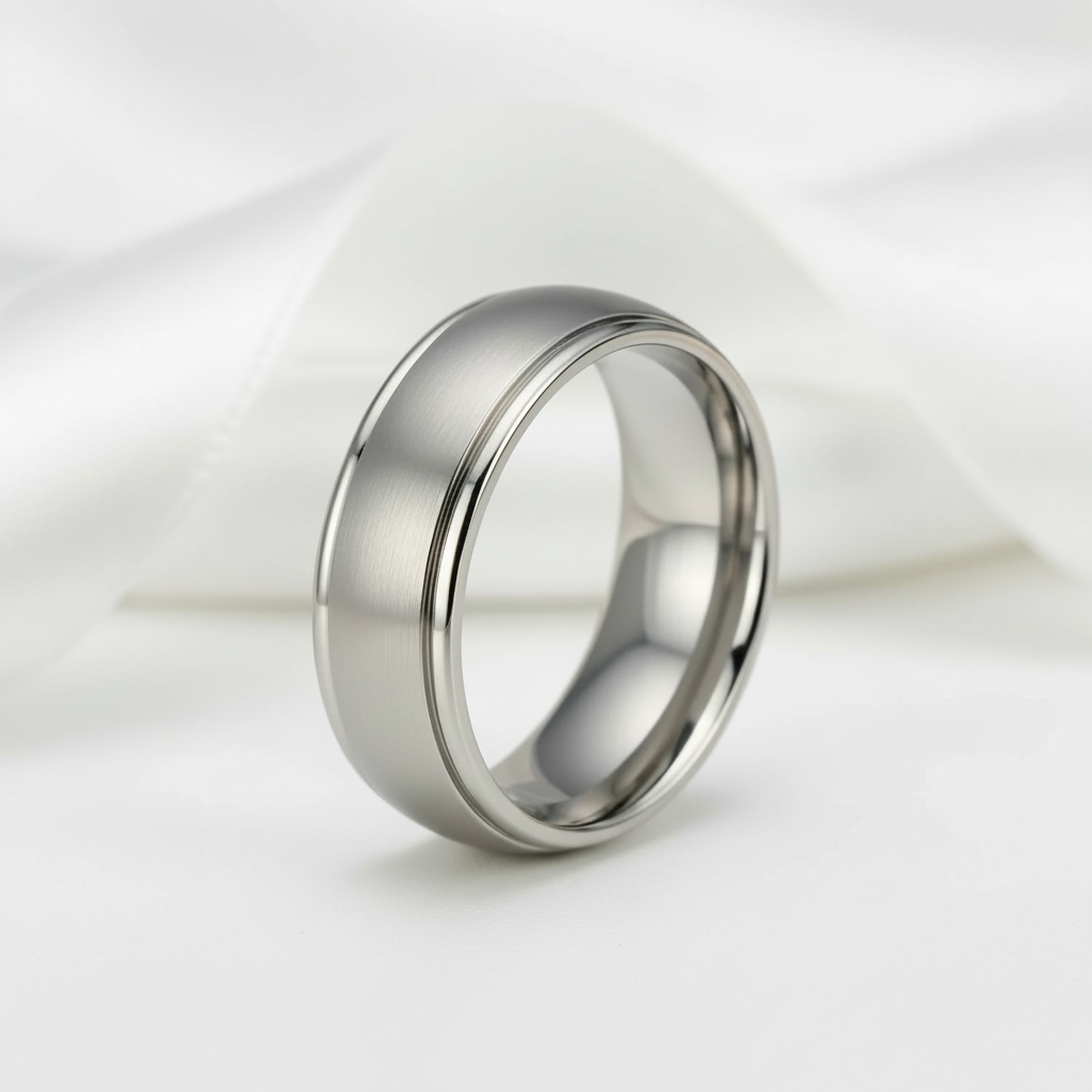Classic 8mm Matte Titanium Men's Wedding Band-Black Diamonds New York