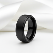 Classic Black Ceramic Wedding Band-Black Diamonds New York