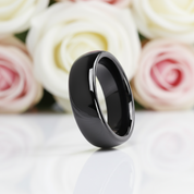 Classic Black Men's Ceramic Wedding Band-Black Diamonds New York