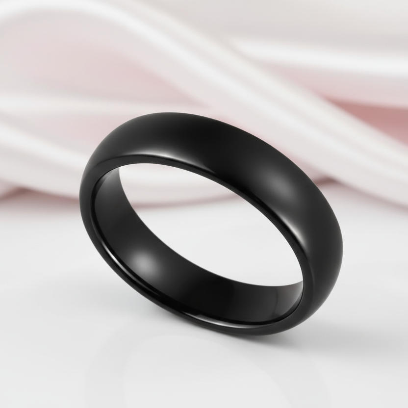 Classic Black Men's Ceramic Wedding Band-Black Diamonds New York