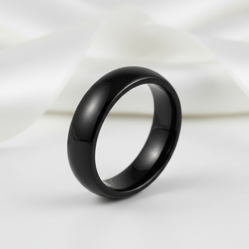 Classic Black Men's Ceramic Wedding Band-Black Diamonds New York