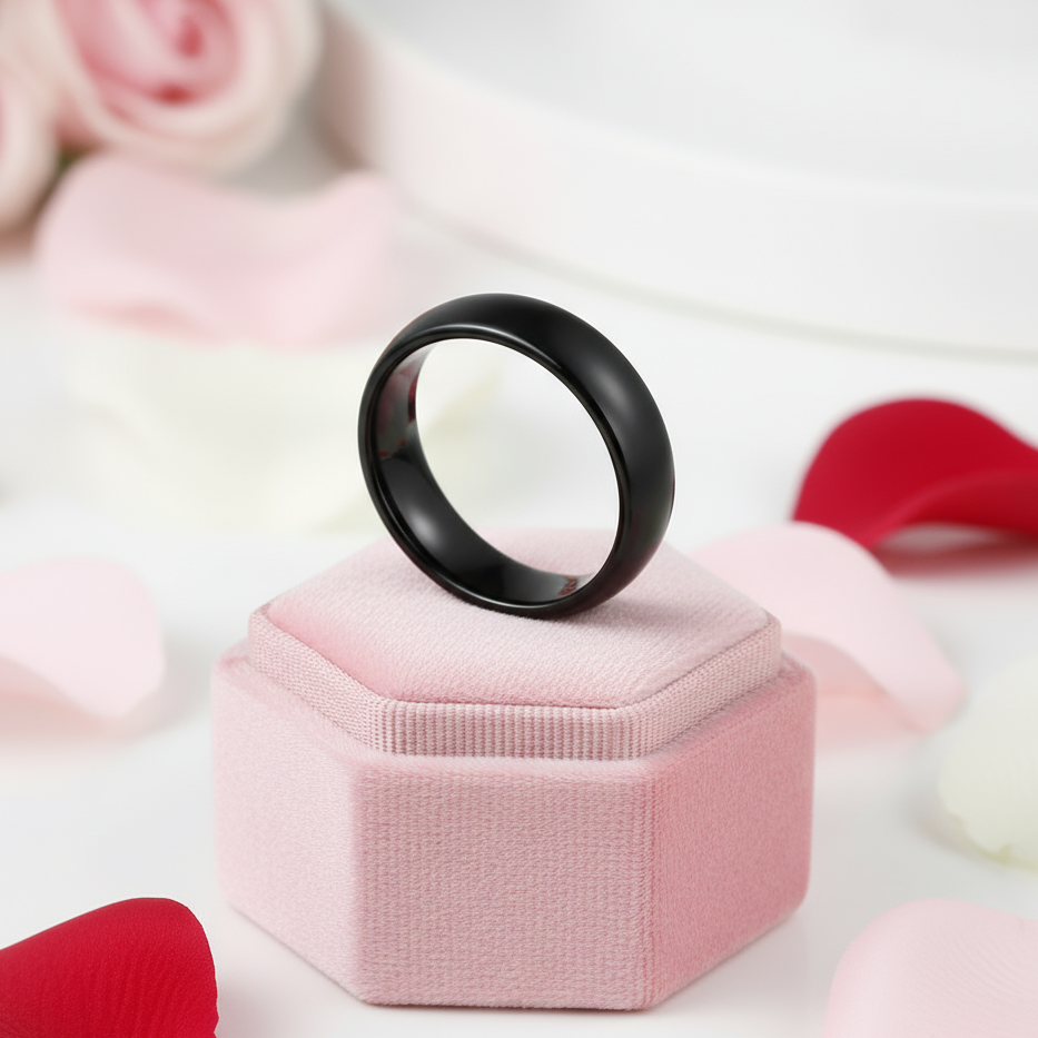 Classic Black Men's Ceramic Wedding Band-Black Diamonds New York