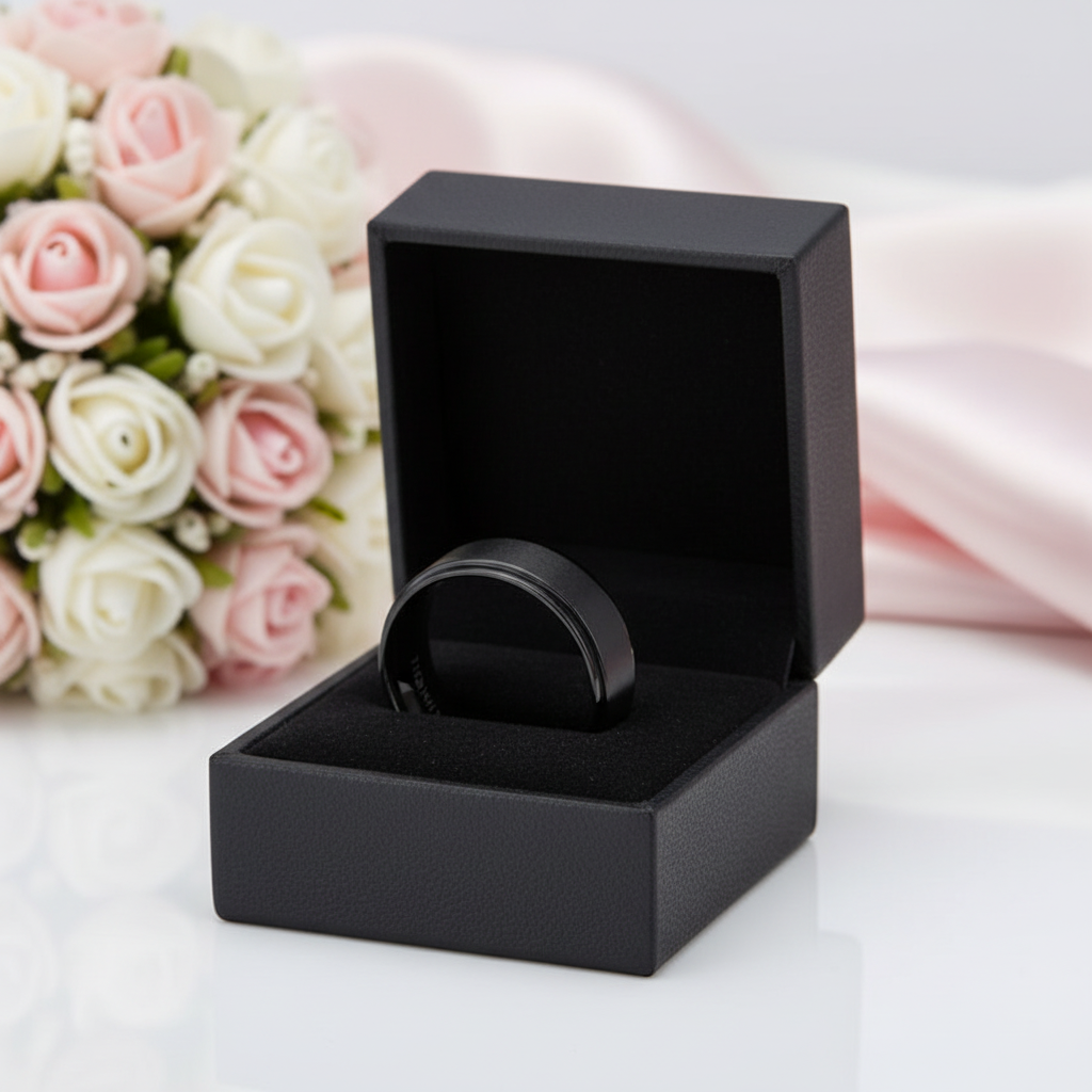 Black Titanium Men's Wedding Band-Black Diamonds New York