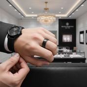 Classic Black Titanium Men's Wedding Band-Black Diamonds New York