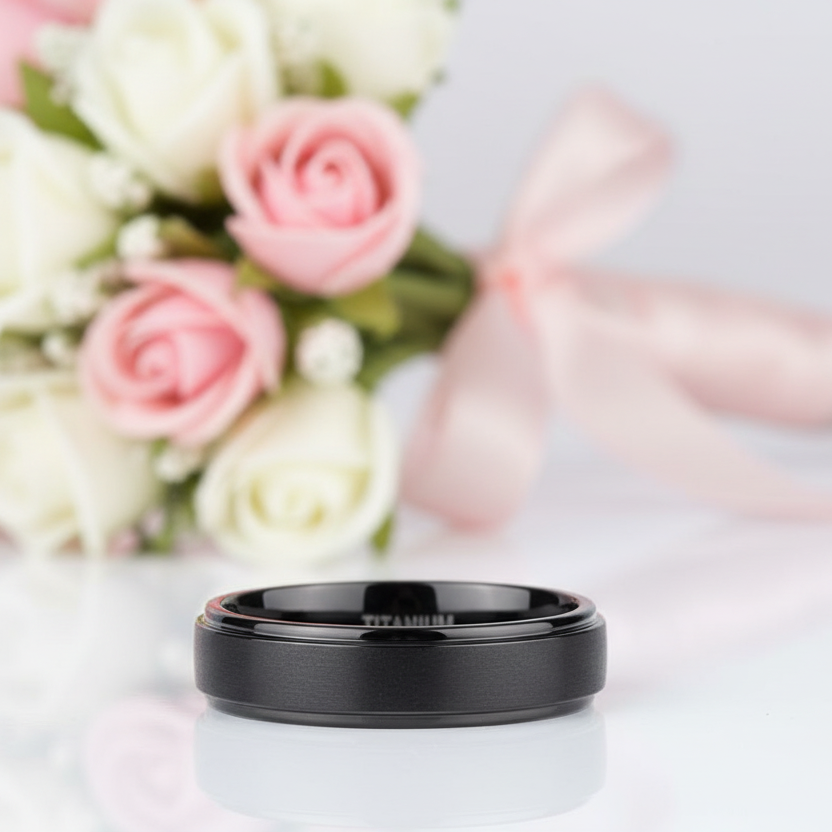 Black Titanium Men's Wedding Band-Black Diamonds New York