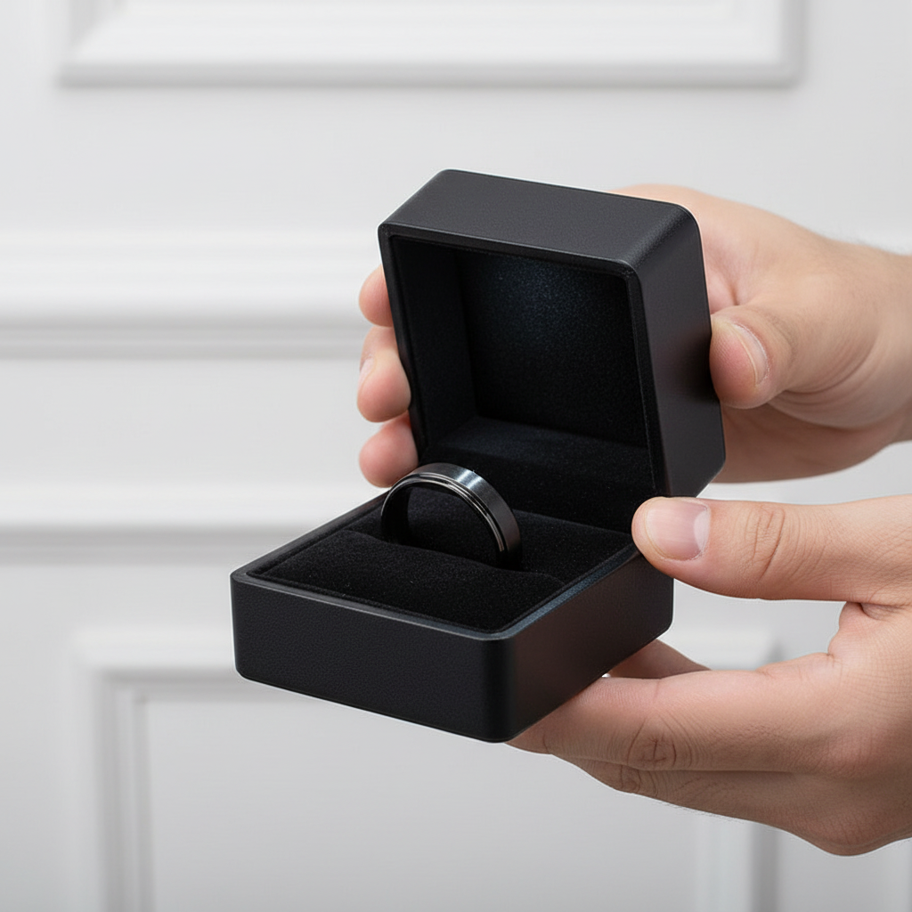 Black Titanium Men's Wedding Band-Black Diamonds New York