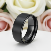 Classic Black Titanium Men's Wedding Band-Black Diamonds New York