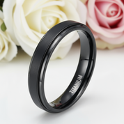 Classic Black Titanium Men's Wedding Band-Black Diamonds New York