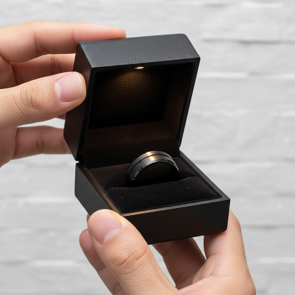 Classic Black Tungsten Carbide Rings for Couple-Black Diamonds New York
