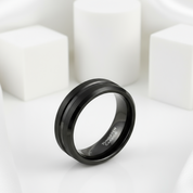 Classic Black Tungsten Men's Wedding Band-Black Diamonds New York