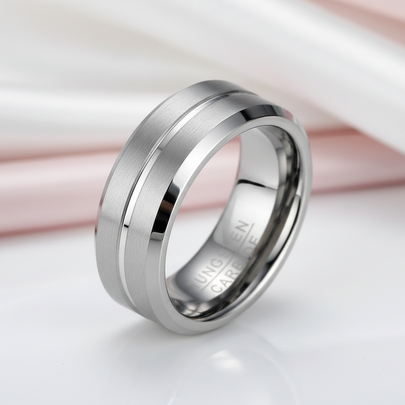 Classic Black Tungsten Men's Wedding Band-Black Diamonds New York