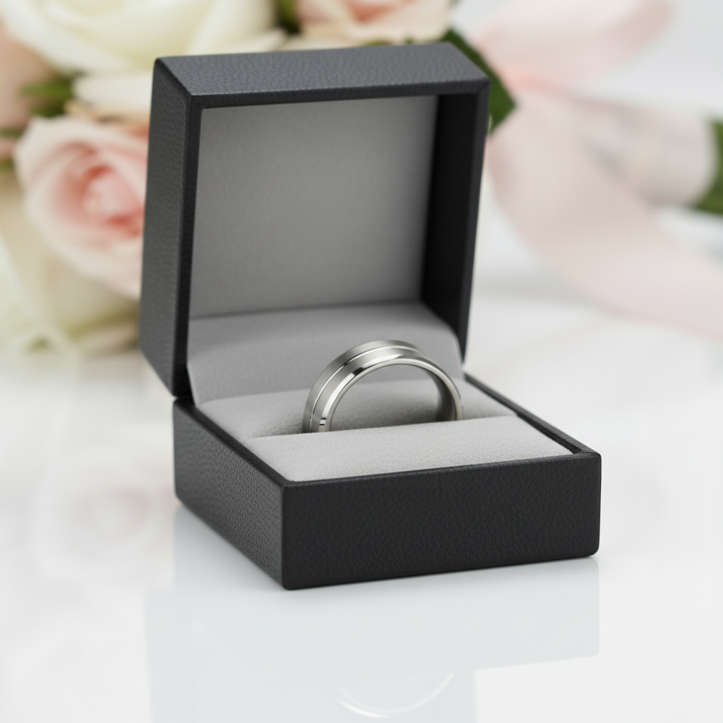 Classic Black Tungsten Men's Wedding Band-Black Diamonds New York