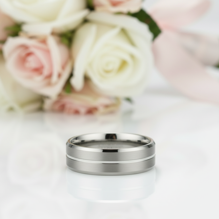 Classic Black Tungsten Men's Wedding Band-Black Diamonds New York