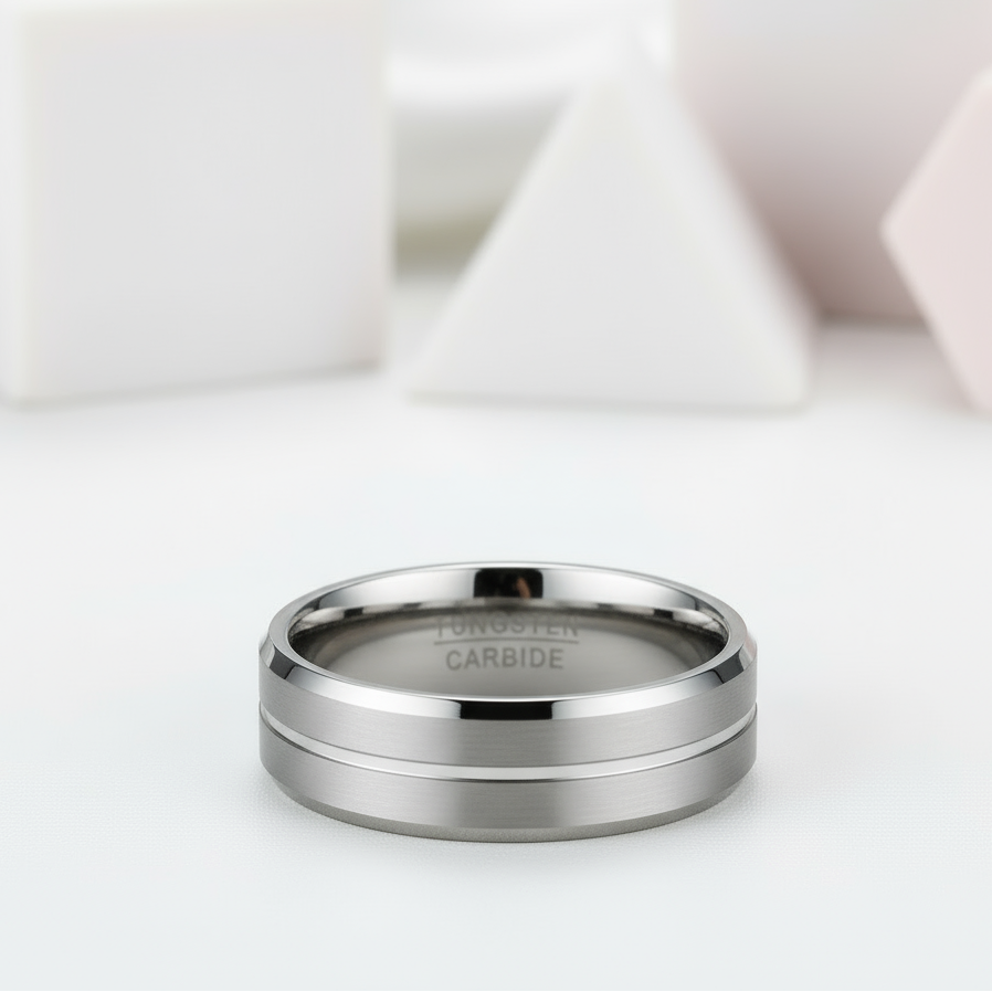 Classic Black Tungsten Men's Wedding Band-Black Diamonds New York