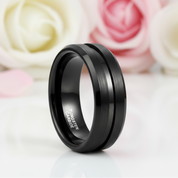 Classic Black Tungsten Men's Wedding Band-Black Diamonds New York