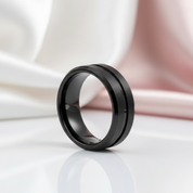 Classic Black Tungsten Men's Wedding Band-Black Diamonds New York