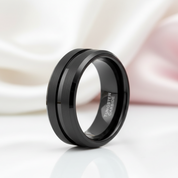 Classic Black Tungsten Men's Wedding Band-Black Diamonds New York