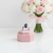 Classic Blue Sapphire Oval Cut Engagement Ring Set-Black Diamonds New York