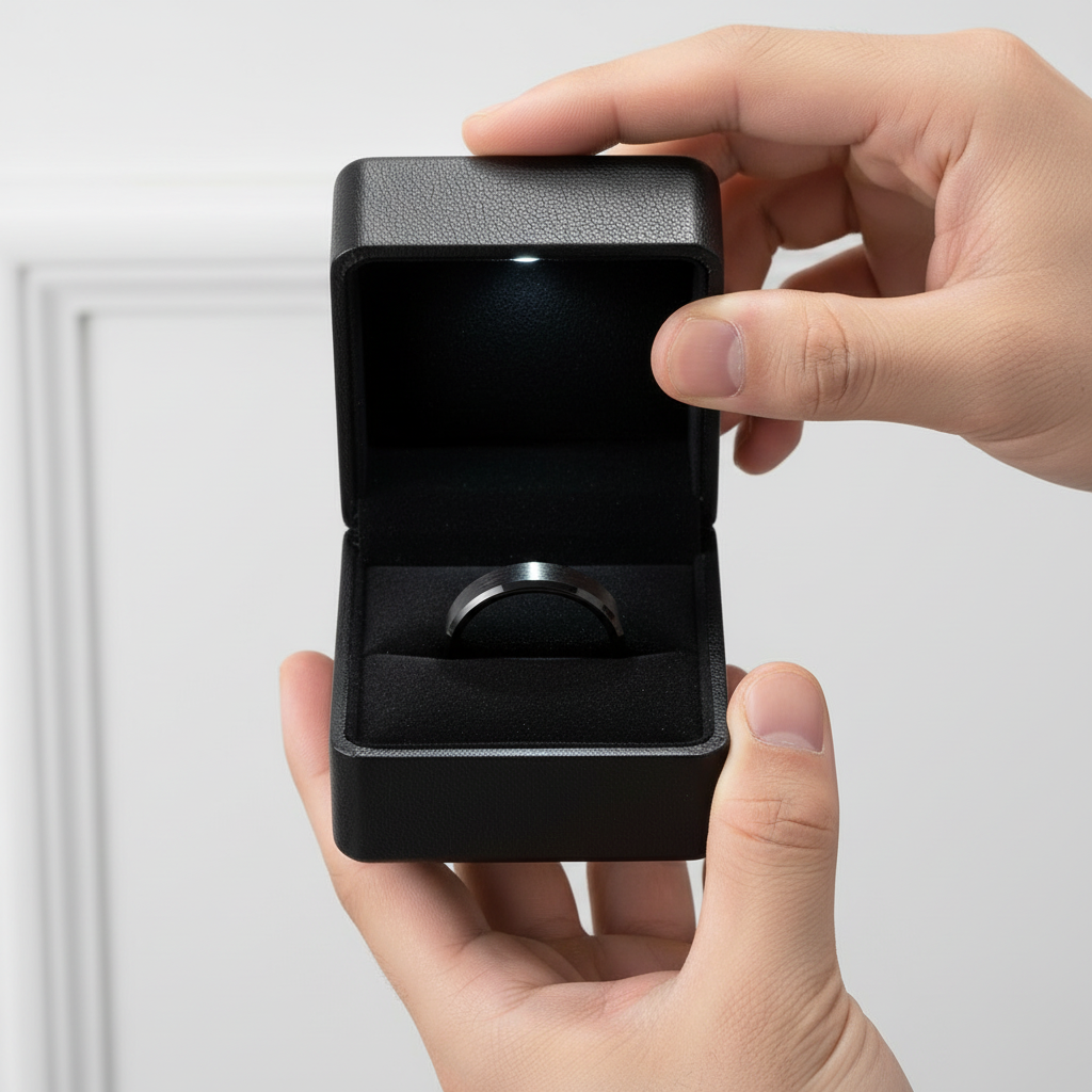 Classic Brushed Black Ceramic Men's Wedding Band-Black Diamonds New York