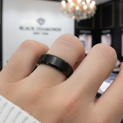 Classic Brushed Black Ceramic Men's Wedding Band-Black Diamonds New York