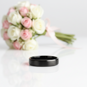 Classic Brushed Black Ceramic Men's Wedding Band-Black Diamonds New York