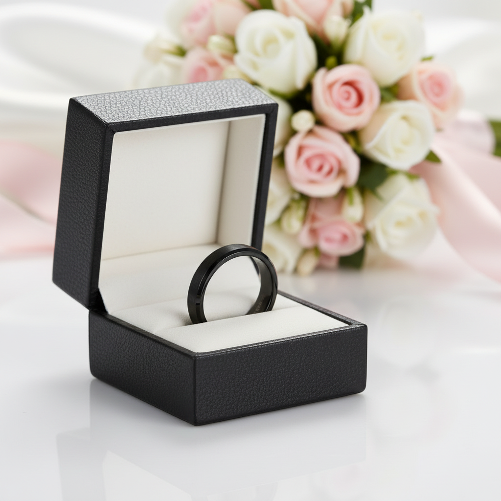 Classic Brushed Black Ceramic Men's Wedding Band-Black Diamonds New York