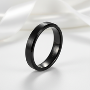 Classic Brushed Black Ceramic Men's Wedding Band-Black Diamonds New York