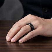 Classic Brushed Black Ceramic Men's Wedding Band-Black Diamonds New York