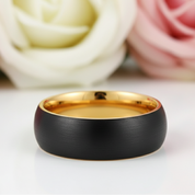 Classic Brushed Black Tungsten Men's Wedding Band-Black Diamonds New York