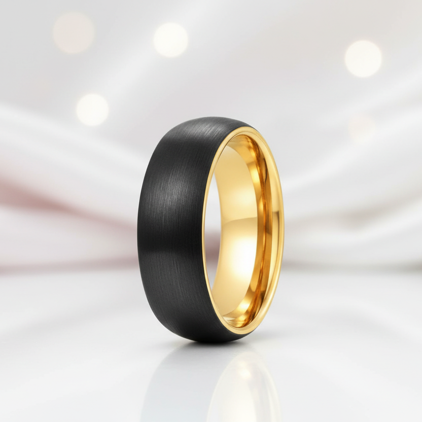 Classic Brushed Black Tungsten Men's Wedding Band-Black Diamonds New York