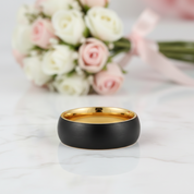 Classic Brushed Black Tungsten Men's Wedding Band-Black Diamonds New York
