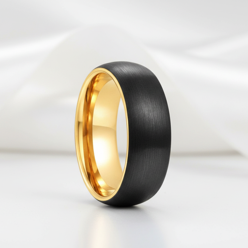 Classic Brushed Black Tungsten Men's Wedding Band-Black Diamonds New York