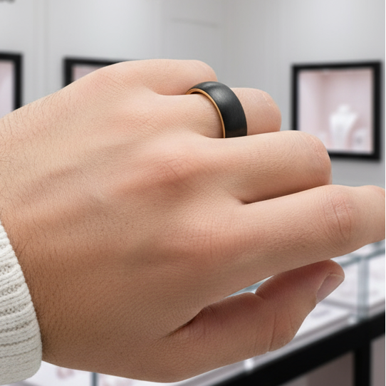 Classic Brushed Black Tungsten Men's Wedding Band-Black Diamonds New York