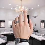 Classic Brushed Men's Tungsten Carbide Wedding Band-Black Diamonds New York