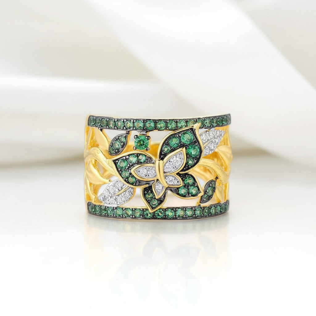 Classic Butterfly Ring-Black Diamonds New York