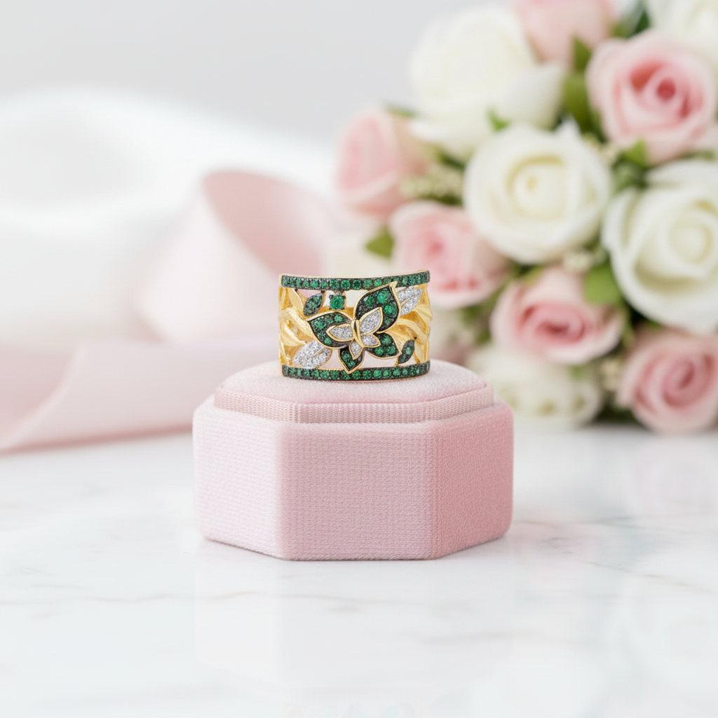 Classic Butterfly Ring-Black Diamonds New York