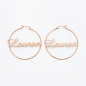 Classic Custom Name Hoop Earrings-Black Diamonds New York