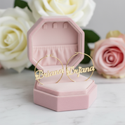 Classic Custom Name Hoop Earrings-Black Diamonds New York