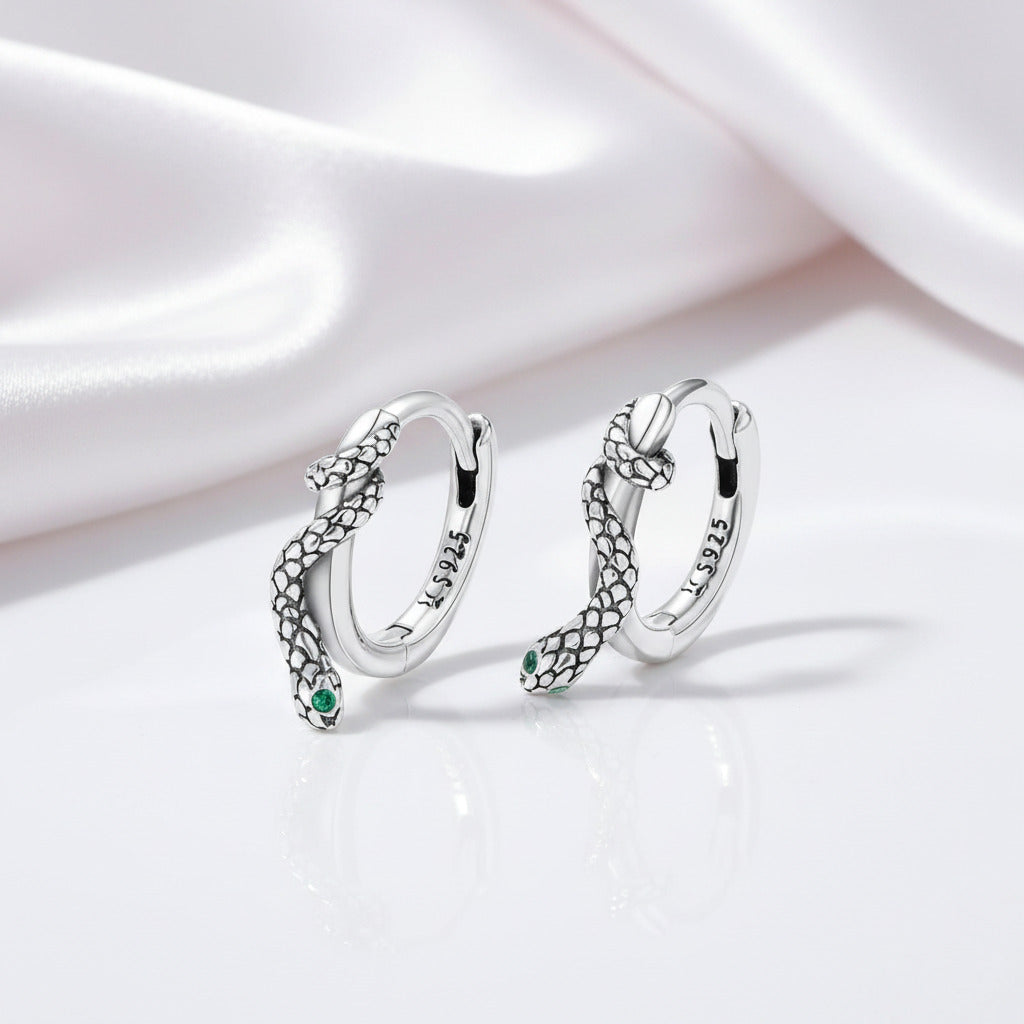 Classic Diamond Option Snake Buckle Earrings-Black Diamonds New York