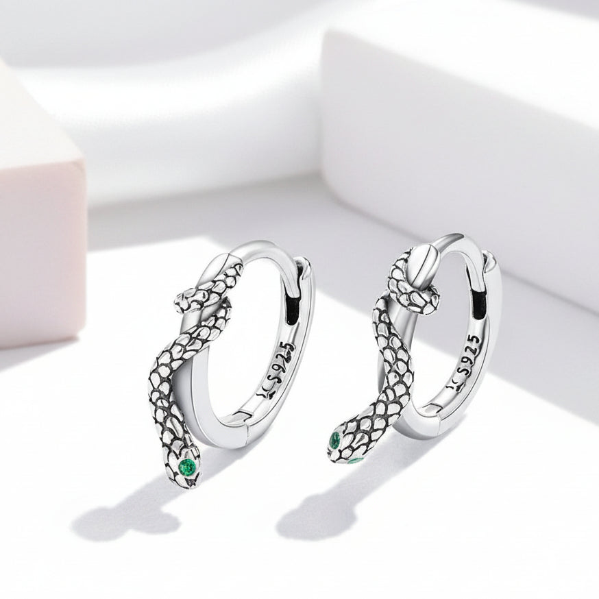 Classic Diamond Snake Buckle Earrings-Black Diamonds New York