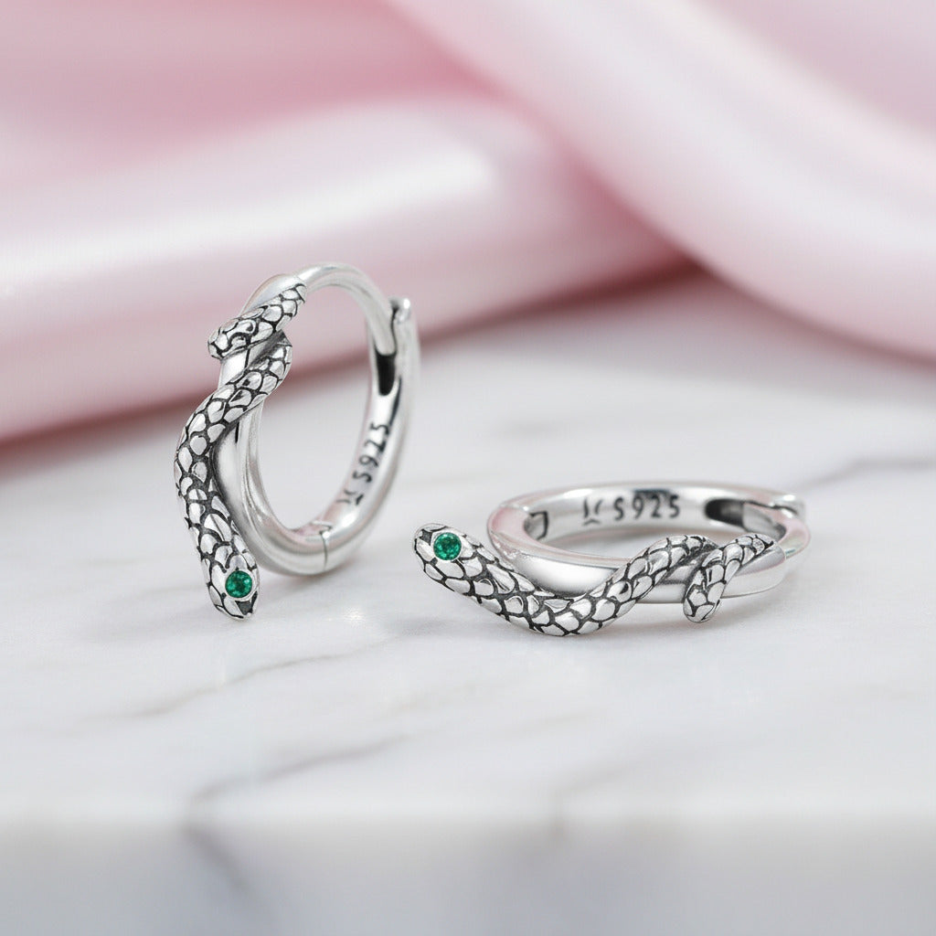 Classic Diamond Option Snake Buckle Earrings-Black Diamonds New York