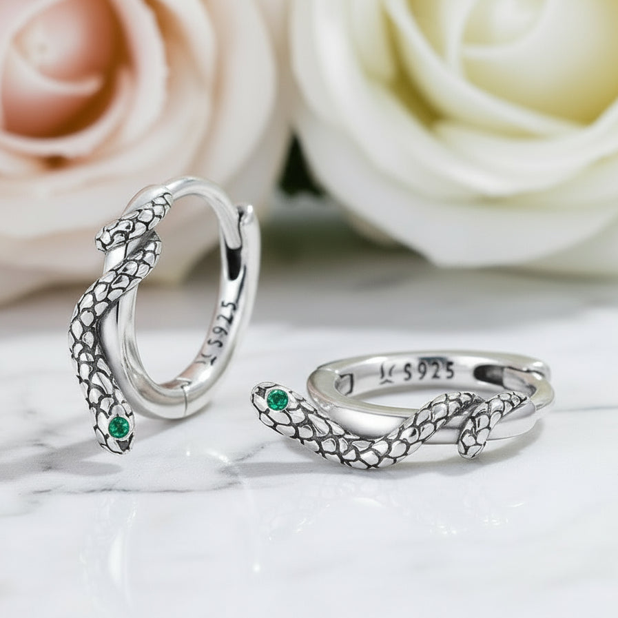 Classic Diamond Snake Buckle Earrings-Black Diamonds New York