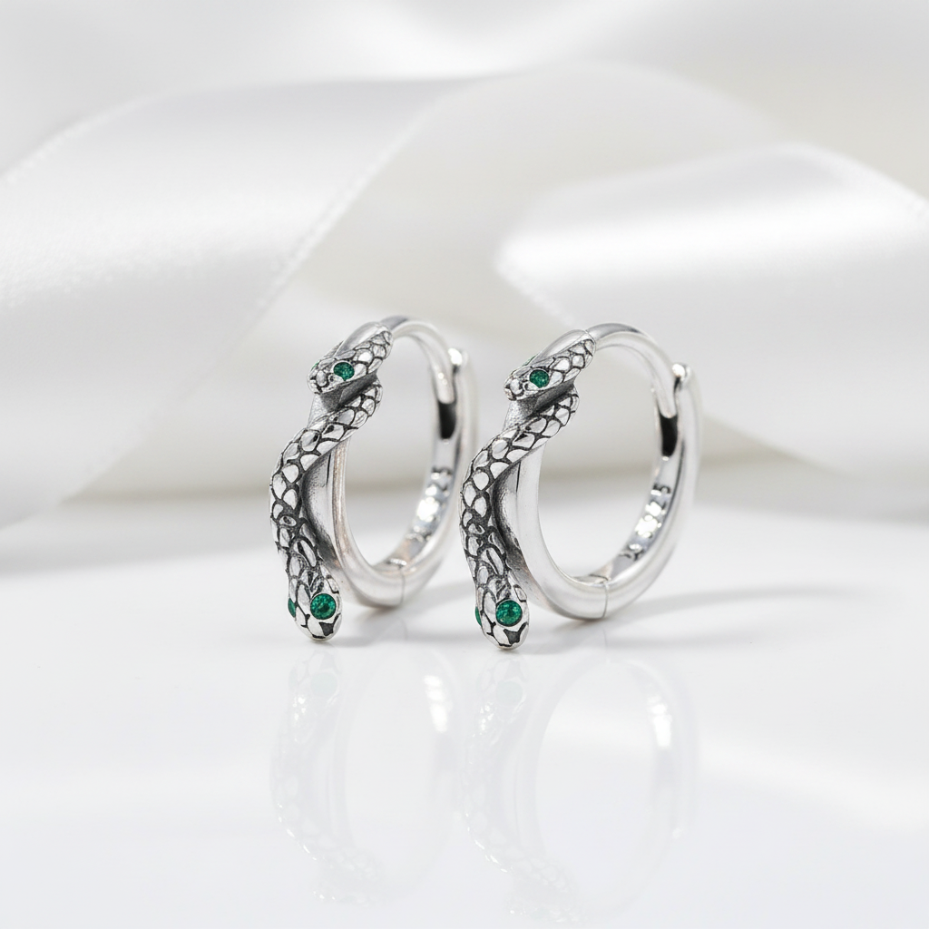 Classic Diamond Option Snake Buckle Earrings-Black Diamonds New York