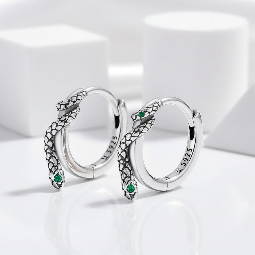 Classic Diamond Snake Buckle Earrings-Black Diamonds New York