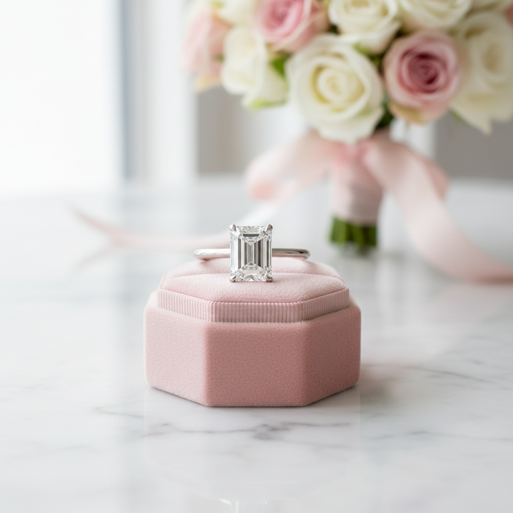 Classic Emerald Cut Solitaire Engagement Ring-Black Diamonds New York