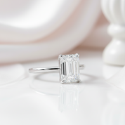 Classic Emerald Cut Solitaire Engagement Ring-Black Diamonds New York