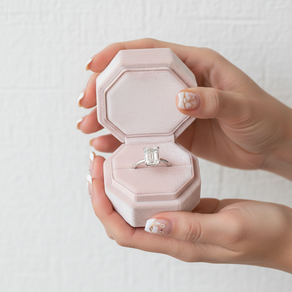 Classic Emerald Cut Solitaire Engagement Ring-Black Diamonds New York