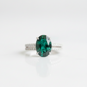 Classic Emerald Green Oval Cut Ring Set-Black Diamonds New York