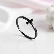 Classic Gun Black Stainless Steel Cross Bangle-Black Diamonds New York