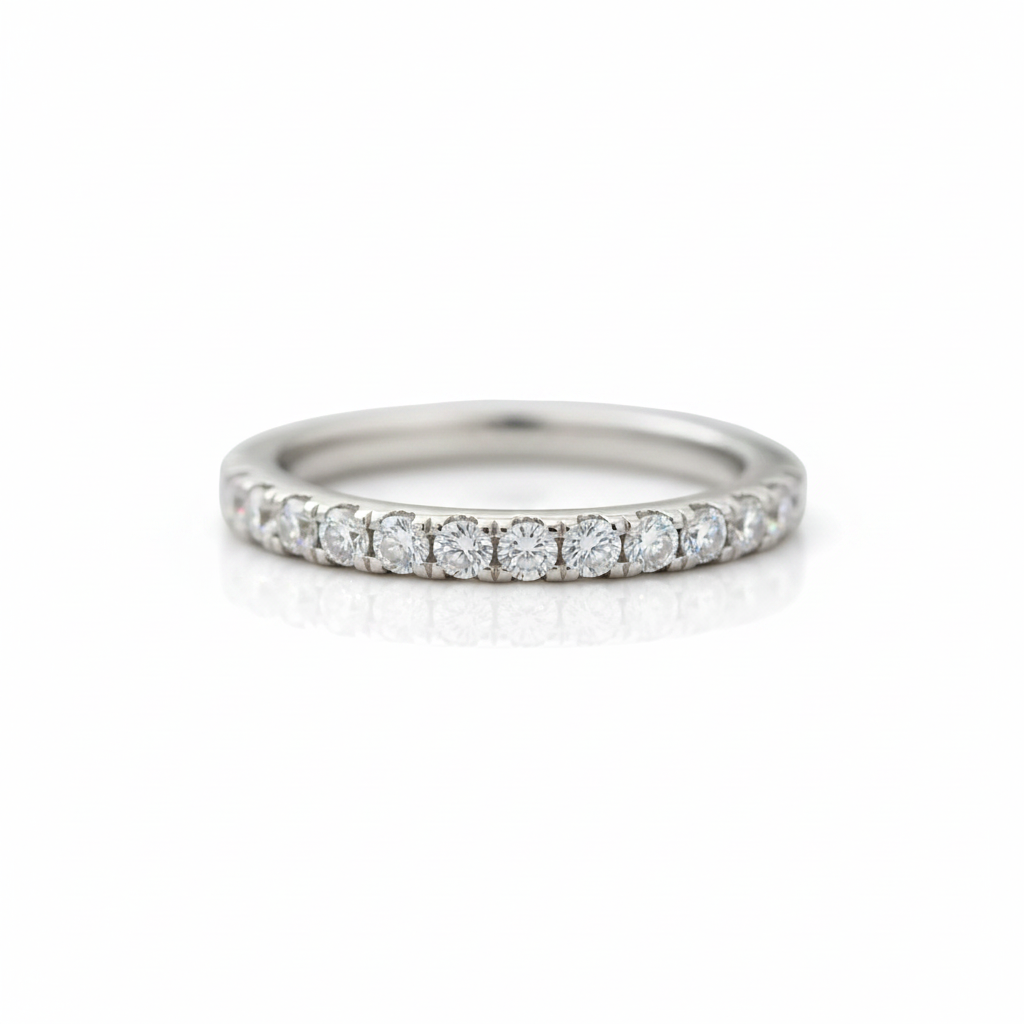 Classic Half Eternity Thin Women's Wedding Band-Black Diamonds New York